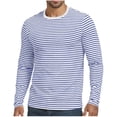 thumbnail image 2 of Guluxicc Striped Shirts for Men Classic Fit Crew Neck Long Sleeve Tops Summer Casual Outfit, 2 of 6