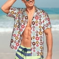 thumbnail image 7 of Fuzoiu Colorful Donuts Print Hawaiian Shirt for Men, Summer Beach Casual Short Sleeve Button Down Shirts, Men’s Beach Summer Shirts with Pocket,3X-Large, 7 of 7