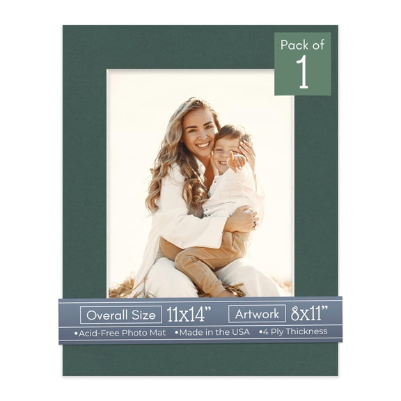 Spruce Green Picture Frame Mat for 11x14 Frames - Fits 8x11 Photos - 1 Mat