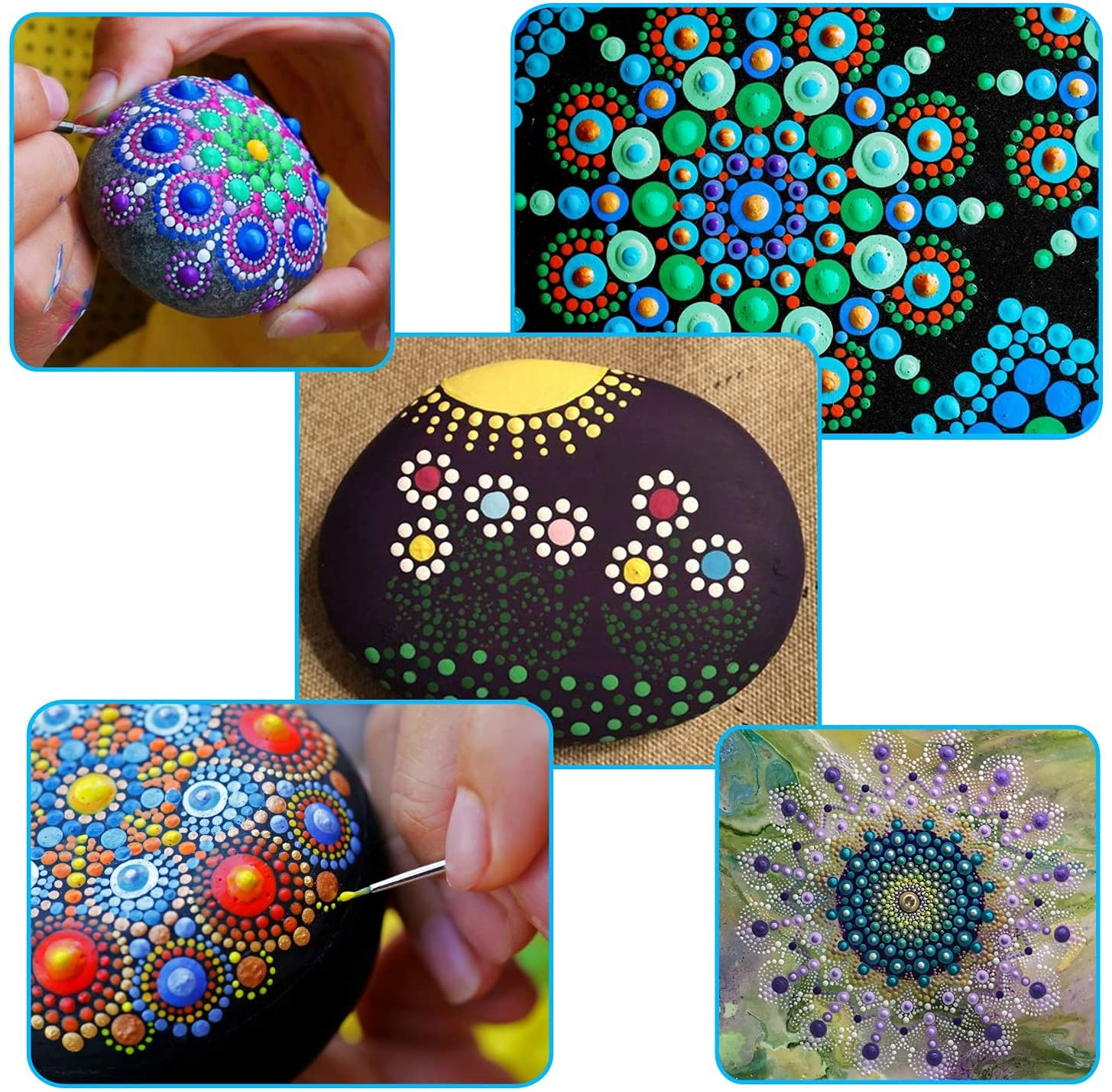 50PCS Mandala Dotting Tools, BYWORLD Rock Painting Kit with Canvas Sto