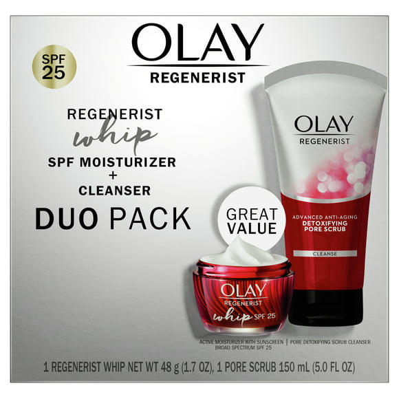 Olay Regenerist Whip Duo Pack, SPF Moisturizer + Cleanser, 2 Count