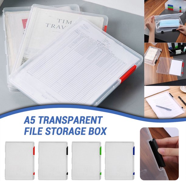 Cajas de almacenamiento Capino, organizadores para el hogar, cajas de almacenamiento transparentes A5, estuche de plástico transparente para documentos y papel, archivador, almacenamiento de archivos