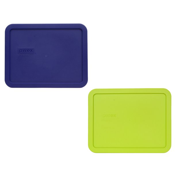 Pyrex (1) 7211PC Navy Blue Plastic Lid and (1) 7211PC Edamame Green