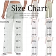 thumbnail image 3 of HKYNLAG Women Striped Linen Pants Loose Wide Leg Trousers Casual High Rise Smock Waist Pants Comfy Lounge Pants with Pockets Black S, 3 of 5