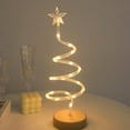 thumbnail image 5 of Xecvkr Christmas Helical Tree Light Volution LED Tabletop Mini Spiral Shape Wooden Base Battery Powered Warm White Multicolor Star Top Home Holiday Decor 13.8x4.7in 1 Piece, 5 of 6