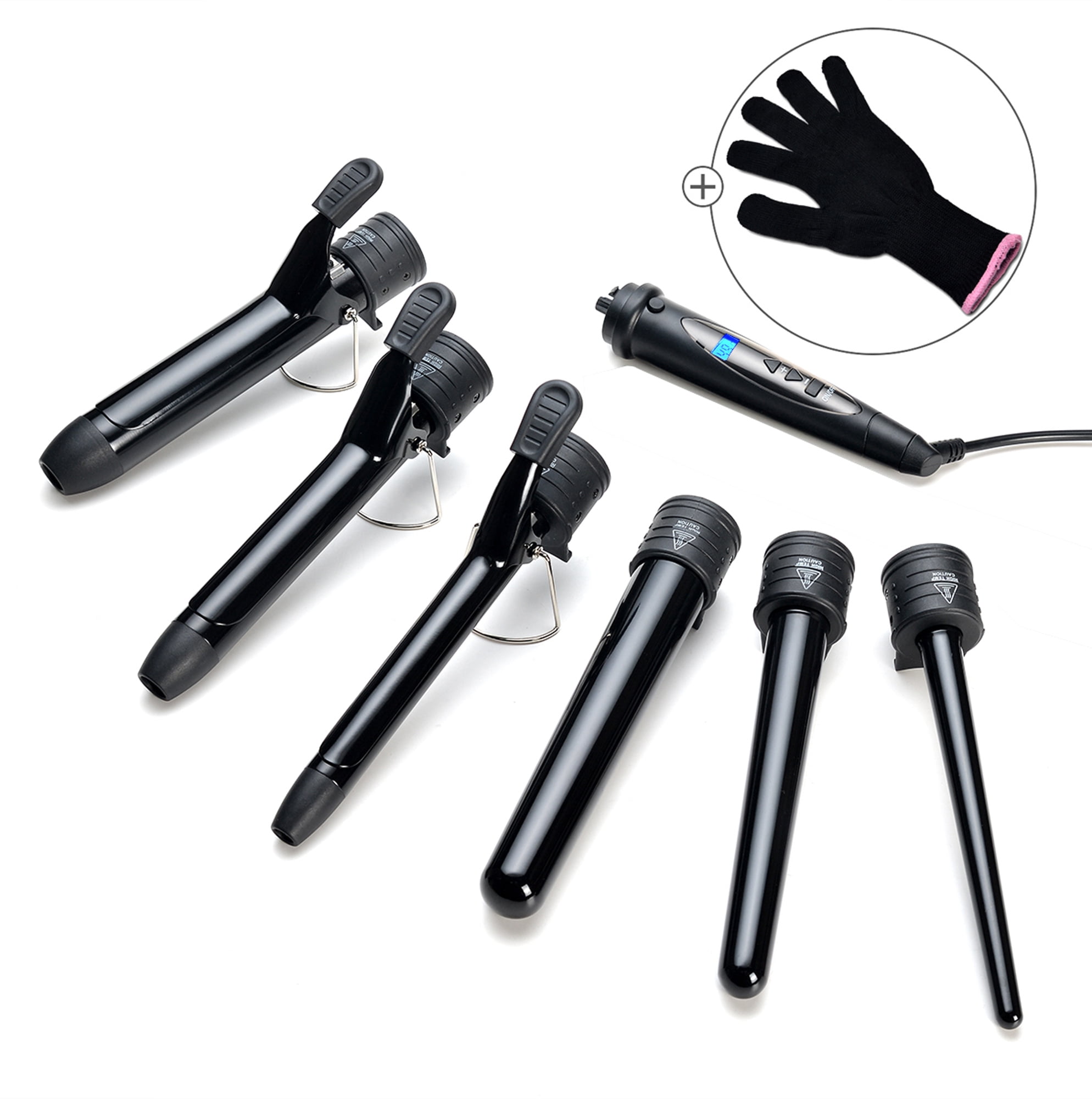 6 in 1 Electric Hair Curling Iron Wand Automatic Curler Set Wave Machine w HeatResistant Glove