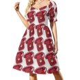 thumbnail image 1 of Vestido de hada de manga corta con estampado de teleférico vintage rojo, 1 of 7