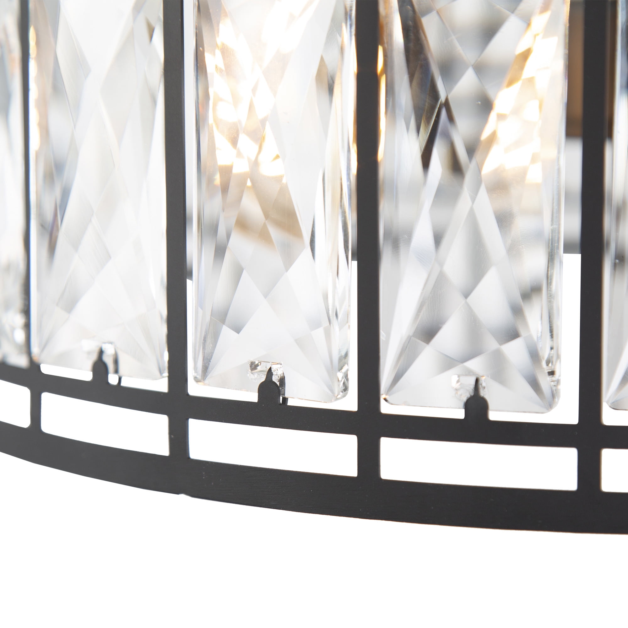 LNC 2-Light Matte Black Crystal Semi-Flush Mount Ceiling Light, Modern Drum Ceiling Light Fixture for Bedroom, Hallway, Entryway and Foyer