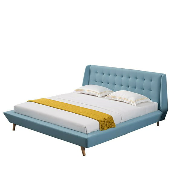 American Eagle Furniture Tufted Fabric, Light Blue Bed Frame Queen