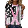 thumbnail image 2 of VKOYWKM Breast Cancer Survivor T Shirts Women Long Sleeve T-Shirt Pink Ribbon Print Breast Cancer Tops Crew Neck Loose Breast Cancer Awareness Sweatshirt, 2 of 4
