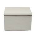 thumbnail image 7 of Household Essentials Wide KD Storage Box With Lid, 15”x18.5"x12”, Durable Canvas Sides With Cardboard Reinforcement for Sturdiness, Includes Handle for Easy Access, Natural with Brown Trim, 7 of 7