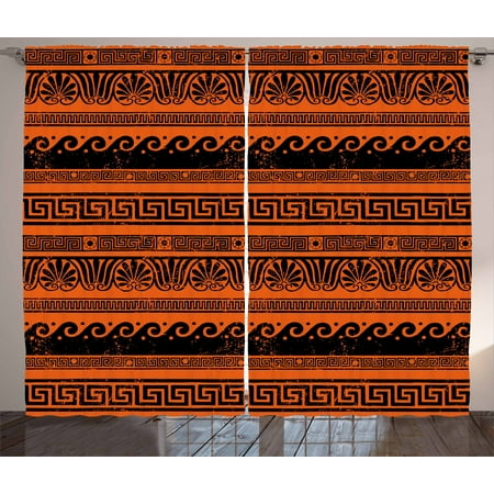 Toga Party Curtains 2 Panels Set Classical Border Ornaments