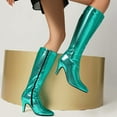 thumbnail image 3 of Mepaouo Knee High Boots for Women Stiletto High Heel Sparkle Zipper Long Tall Chelsea Boots(Green,9.5), 3 of 6