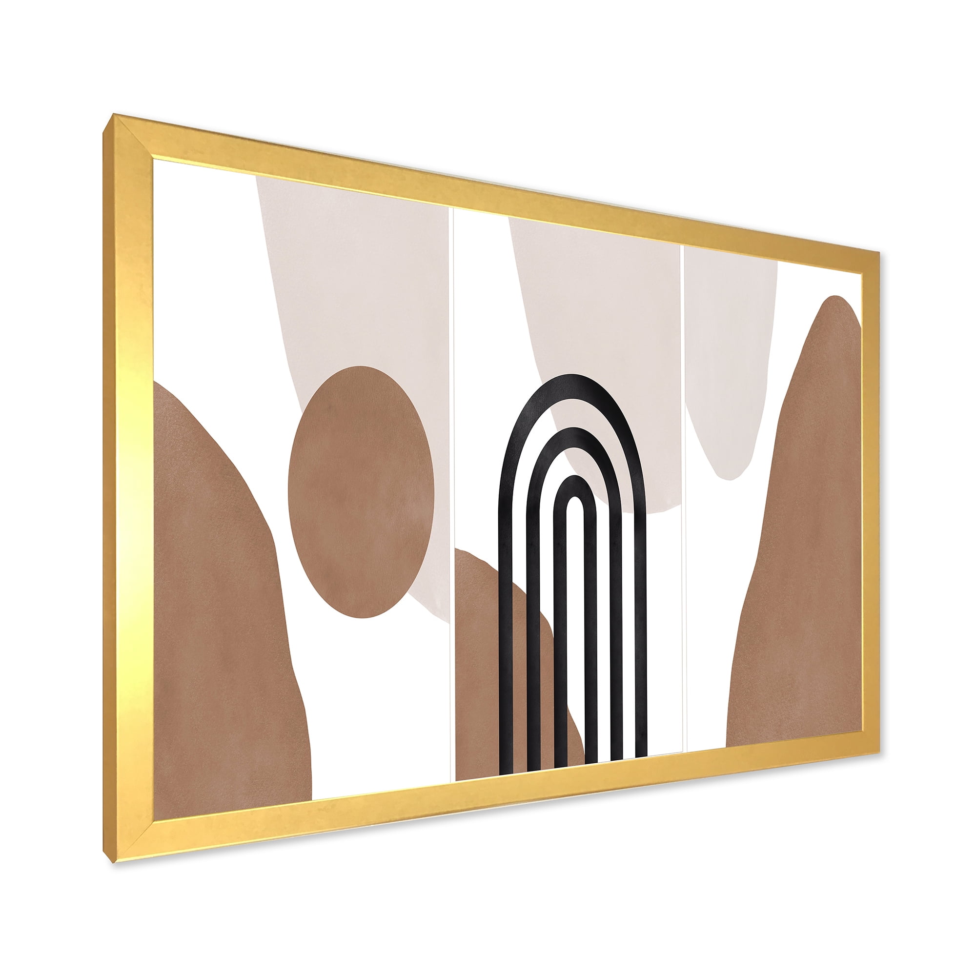 Designart 'Abstract Shapes in Ivory and Terracotta Shapes II' Modern Framed Art Print