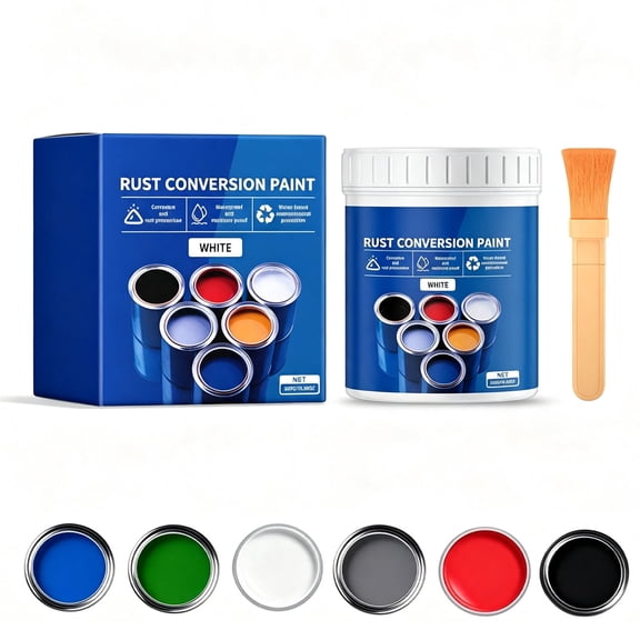Weatherproof Rust Converter Paint for Metal | Weatherproof Water-Based Metallic Rust Reformer with Application Brush for Outdoor Fences, Automotive & Machinery