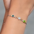 thumbnail image 4 of 925 Silver and 10K Yellow Gold Blue Moissanite Near Colorless White Moissanite Green Peridot and Lab Grown Diamond Tennis Bracelet for Women By Keren Hanan (2.03 cttw, Adjustable up To 9 inch), 4 of 4
