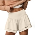 thumbnail image 3 of Zedker Womens High Waisted Athletic Shorts Ruffle Tiered Running Workout Tennis Shorts with Build in Shorts Beige L, 3 of 9
