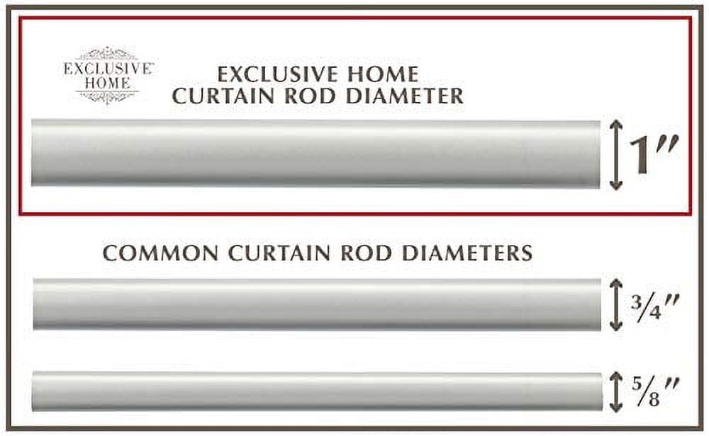 Exclusive Home White Mosaic 1" Curtain Rod and Coordinating Finial Set, Matte Silver, Adjustable 36"-72"
