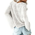 thumbnail image 2 of Women Crochet Top Beachwear Drawstring Cover Up Oversized Lace Up Tee, 2 of 2