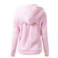 thumbnail image 4 of Women's Fashion Solid Color Sweatshirt Loose Hooded Fleece Zipper Jacket Top with Cat Ears for Fall and Winter Casual Wear,Pink,S, 4 of 5