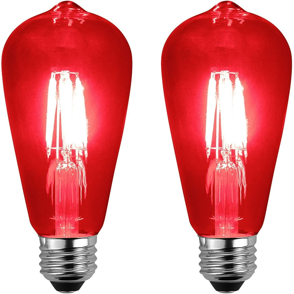 Sleeklighting LED 4Watt ST64 Red Light Bulbs Dimmable UL Listed, E26
