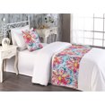 thumbnail image 2 of Colorful Bed Runner Set, Summer Fun Splashy Effect Colors of Flower Silhouettes Pattern Dots, Decorative Bedding Scarf & a Pillow Sham for Hotels Homes, Twin, Hot Pink Blue and Mustard, by Ambesonne, 2 of 3