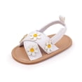thumbnail image 5 of Baby Toddler Infant Girls PU Leather Soft Open Toe Summer Sandals Princess Flower Flat Shoes, 5 of 6