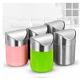 thumbnail image 2 of Creative Covered Trash Cans, Elegant Satin Finish Stainless Steel For Desktops Mini, Solid Construction Swing Lid, Convenient Multi-Purpose Solid Waste Container, Compact Size, 2 of 5