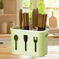 thumbnail image 4 of Oggfader Green Plastic Cutlery Organizer - Breathable Utensil Storage Bucket for Kitchen, Commercial Bar & Outdoor Picnic, Chopstick & Straw Holder, 4 of 6