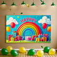 thumbnail image 5 of Colorful Happy Birthday Backdrop Banner with Rainbow Balloons Gifts and Cake Party Supplies Birthday Decoration Photography Props Party Decorations, 5 of 7
