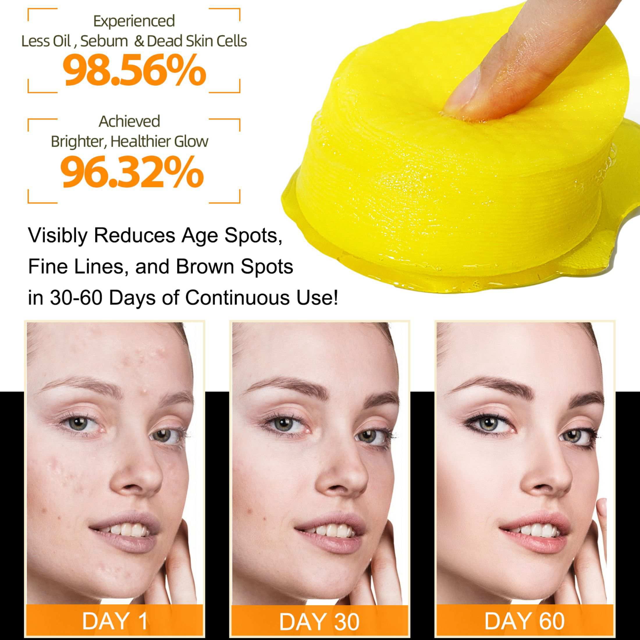 Yecuce 3-Pack Turmeric Kojic Acid Cleansing Pads -Cleansing & Hydrating Facial Pads, Facial Cleansing for All Skin Type