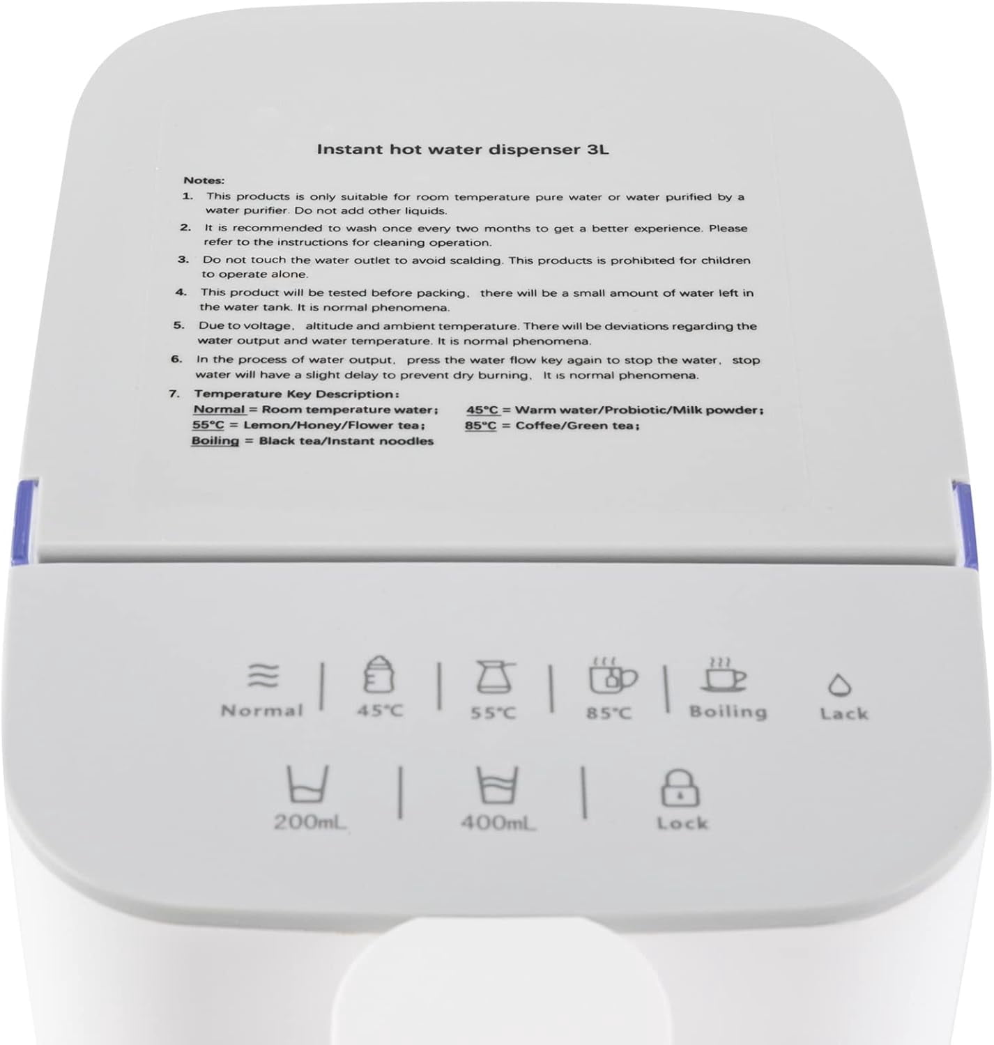 Desktop Water Dispenser Instant Hot Water Dispenser Adjustable 5 Temperatures & 2 Water Outputs 102 OZ Water Tank Capacity