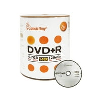 100 Pack Smartbuy 16X DVD+R DVDR 4.7GB Logo Top (Non-Printable) Data Video Blank Recordable Disc