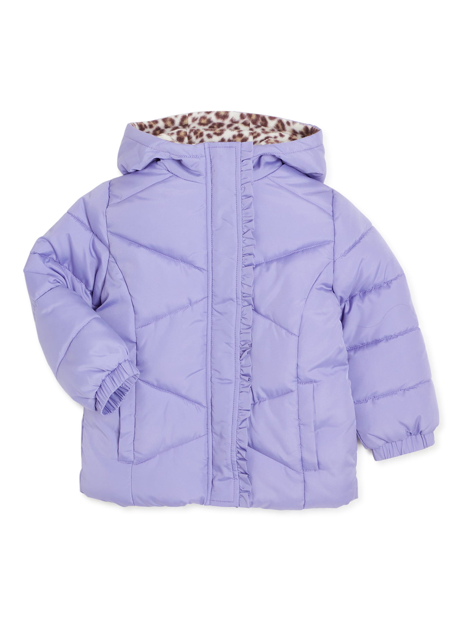 baby Gap Toddler Girls Navy Blue Hooded Puffer Coat with Ruffles