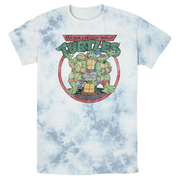 Men's Teenage Mutant Ninja Turtles Distressed Ninjas Circle Graphic Tee White/Blue Large