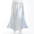 thumbnail image 4 of Loopsun Girls Midi Skirts, Girls Solid Color Sequin Plaid Mid Calf Skirt Silver, 3-4 Years, 4 of 4