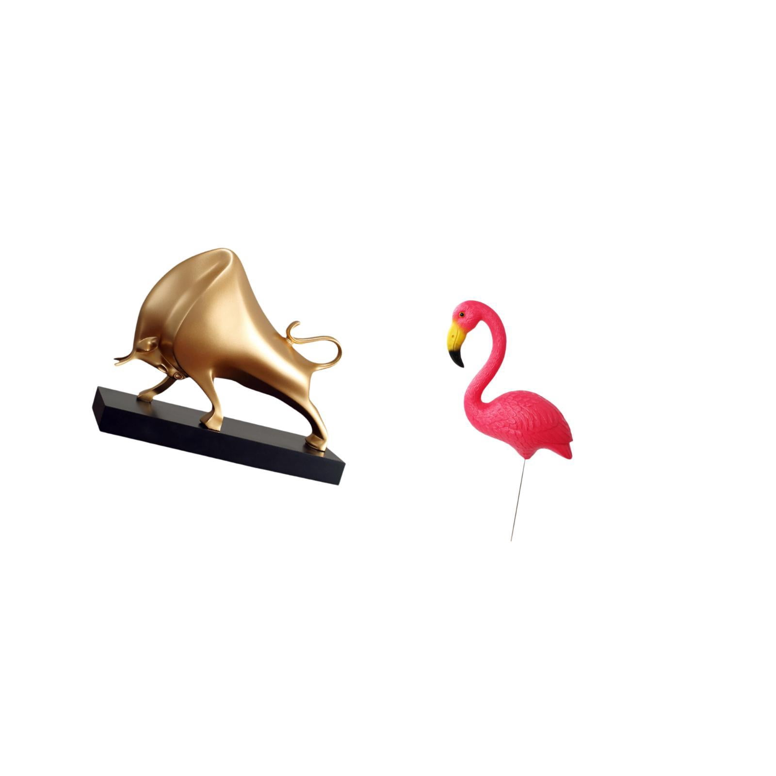 CoudarTitie Bull Sculpture Home Decor Tabletop Crafts Ox Abstract Statue Cattle Figurine Desk Living Room Bedroom Entrance Bird Figurine Yard Art Ornament Garden Accessories Flamingo Stake