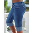 thumbnail image 7 of HKYNLAG Capri Jeans for Women Stretch Low Rise Denim Capris Light Wash Ripped Skinny Cropped Jeans Streetwear Blue L, 7 of 7