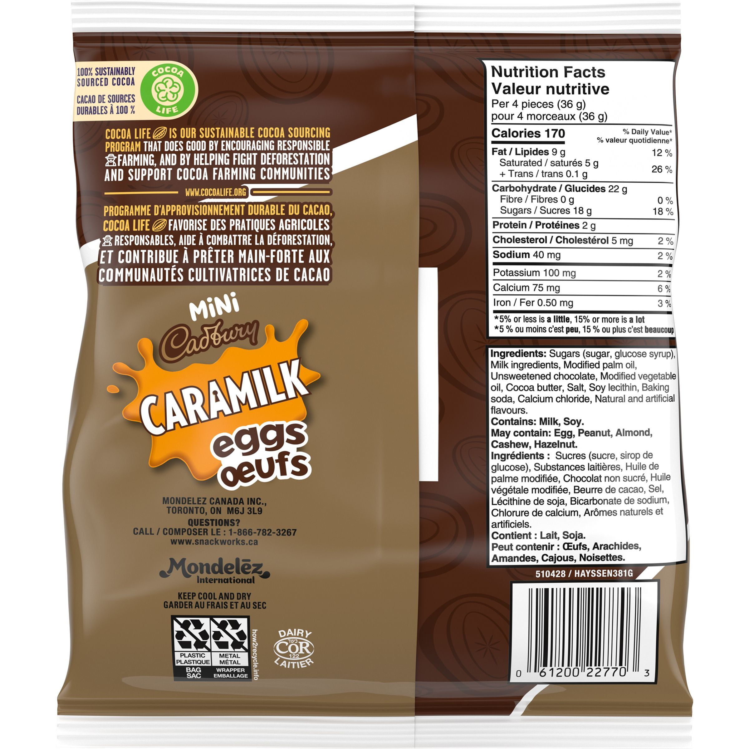 Cadbury Mini Caramilk Chocolatey Candy Eggs, Easter Basket Treats, Individually Wrapped, Prepared in Canada, 381 g