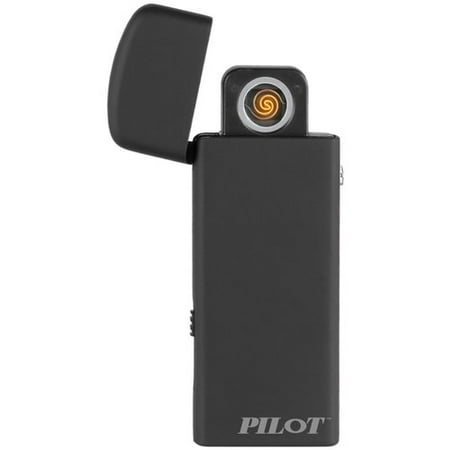 Pilot Light Lighter USB rechargeable Lighter, Hold and slide up to activate heated coil, No gas, wind proof, Rubberized black ()
