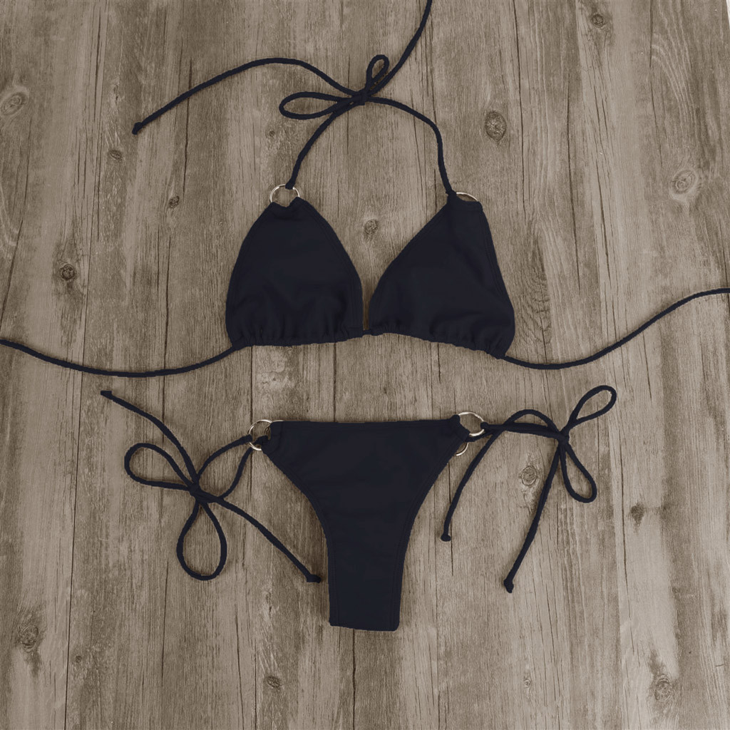RYDCOT Women Bandeau Bandage Bikini Set Push-Up Brazilian Swimwear Beachwear Swimsuit Black S - image 4 of 4