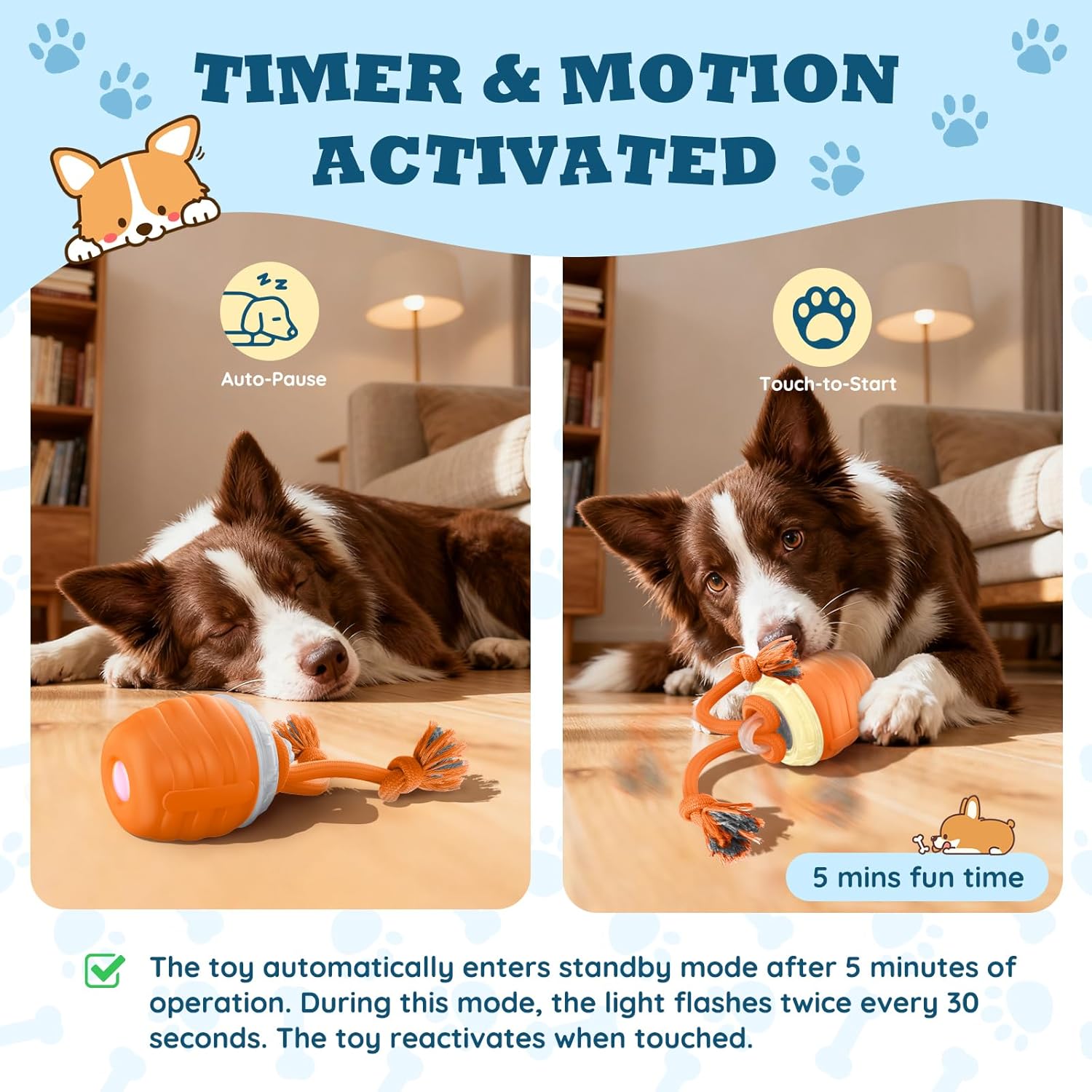 Interactive Dog Toys - 2025 Upgraded Motion Activated Balls for Medium/Large Dogs, Automatic Moving Dogs Toy Wicked Ball for Boredom, Interactive Dog Ball to Keep Them Busy(Orange)