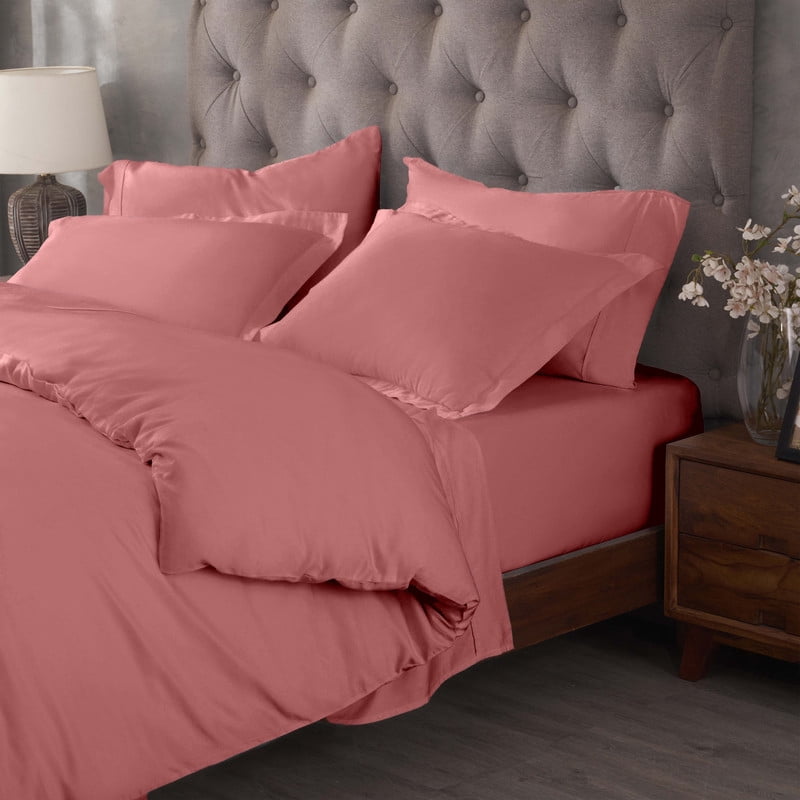 Superior Egyptian Cotton 400 TC Duvet Cover Set, King/ California King, Blush