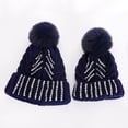 thumbnail image 3 of Awdenio Beanies Hats Mom And Baby Rhinestone Knitting Wool Hemming Hat Keep Warm Winter Ball Hat Cap, 3 of 4
