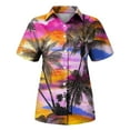 thumbnail image 6 of Huresd Hawaiian Shirts for Women Soft Hawaiian Tropical Palm Tree Print Blouse Dress Shirt New Button Down Collar Short Sleeve Party Vacation Shirt L Orange, 6 of 6