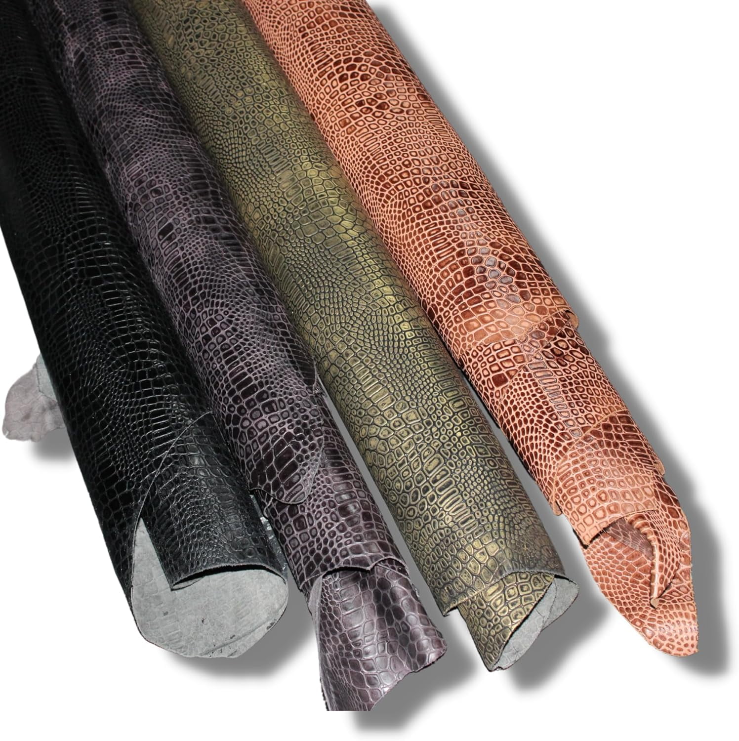 ArtisanCowhides Genuine Reptile Embossed Cowhide Leather for Crafts Projects–  Black 10 SqFt - 3.5-4.0 oz