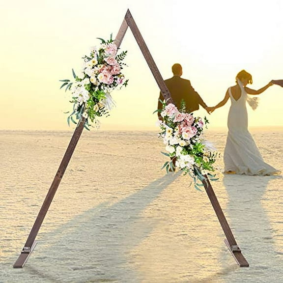 8.2FT Wooden Wedding Arch for Ceremony, Retro Triangle Wood Arbor Backdrop Stand for Rustic Wedding Ceremony Party Proposal Garden Beach Forest Arch Decorations