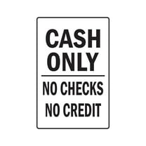 CASH ONLY Aluminum Sign money credit cards | Indoor/Outdoor | 18" Tall