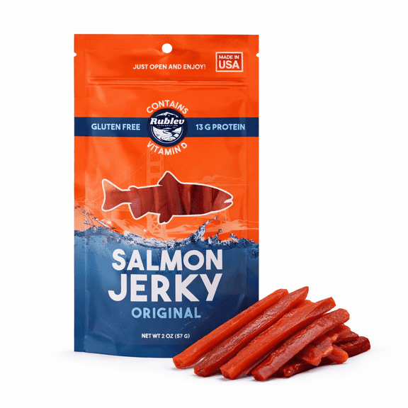 Rublev Corp Premium Wild-Caught Salmon Jerky Snacks for Health-Conscious Individuals
