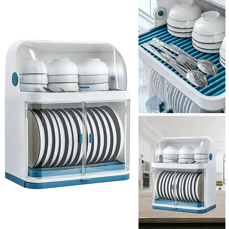1pc Solid Color Dish Rack, Modern Plastic Blue Dish Drying Rack
